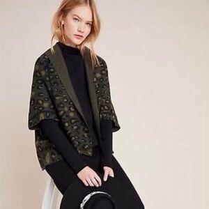 Anthropologie - Akemi + Kin Chic Leopard Print Open Front Sweater One Size